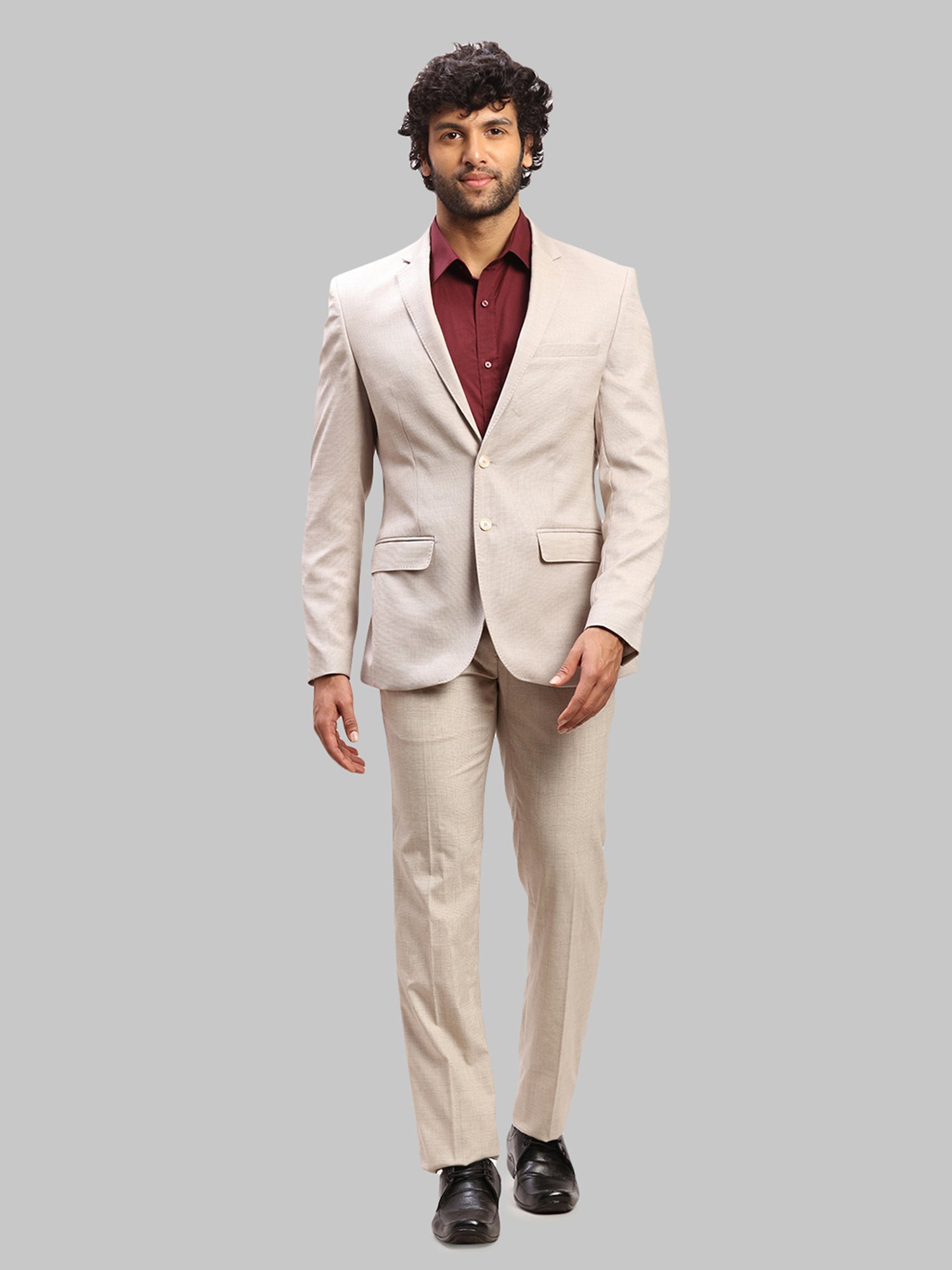 Parx Beige Regular Fit Self Pattern Blazer