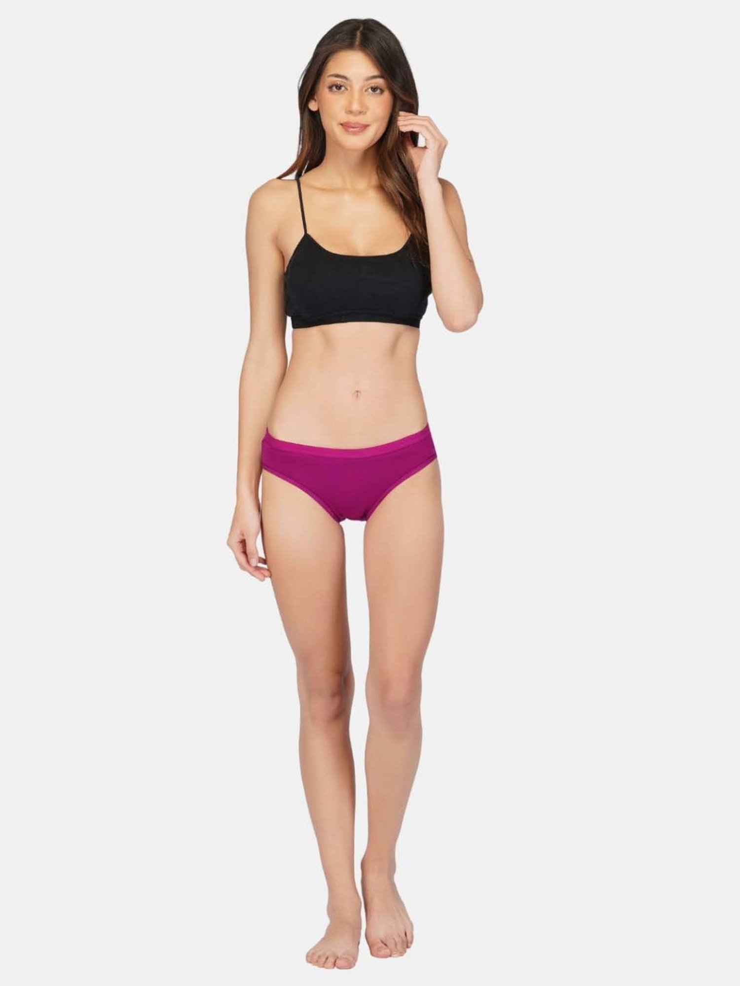 Bleeding Heart Pink & Purple Plain Panties - Pack Of 2