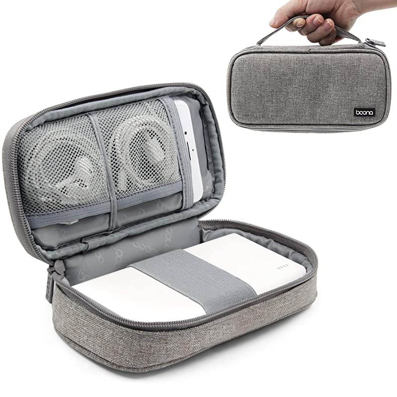 Travel Electronics Organizer Portable Carrying Pouch for Power Bank Phone Wall Charger USB Cables and Other Phone Accessories Large Grey Single Layer