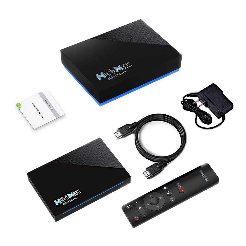 H96 MAX RK3566 SDRAM 8GB DDR3 64GB eMMC ROM Android 11.0 8K UHD TV Box bluetooth 4.0 5G Wifi 1000M LAN H.265 VP9 4K Decoder Voice Control OTT Box-EU Plug