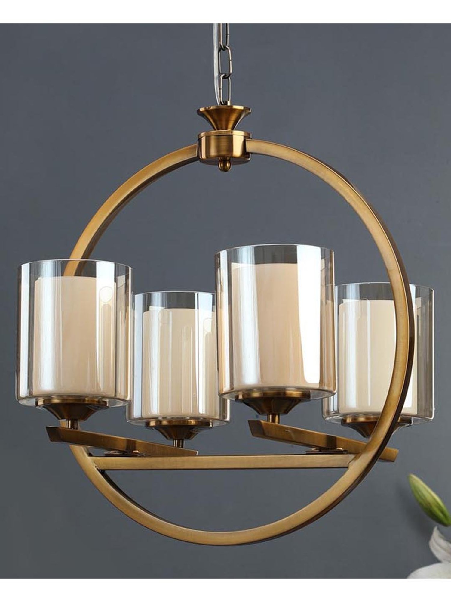Kapoor E Illuminations Masakee Golden Metal 4-Lights Contemporary Chandelier Light - Set of 1