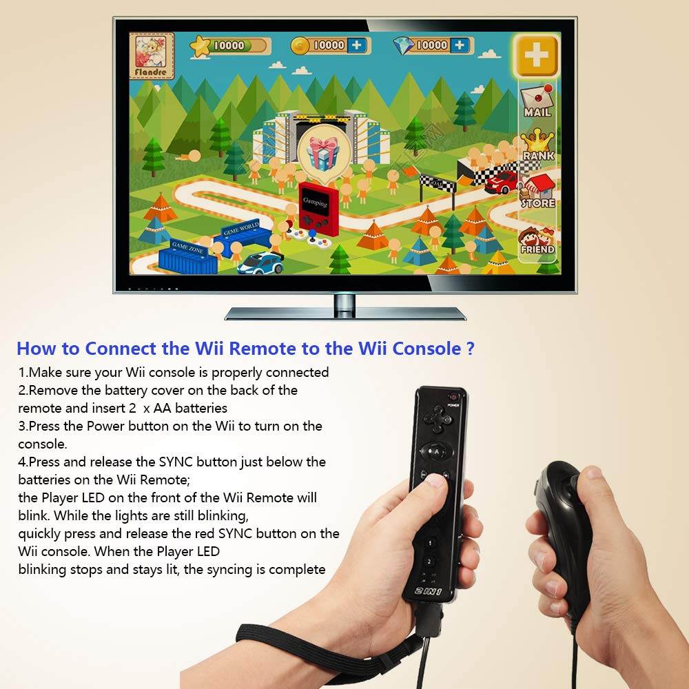 Miadore 2-in-1 Remote w/ Motion Plus - Black, Ergonomic Design, Wrist Strap - Handheld Game Controller for Wii, Wii U Console | Gaming Accessories