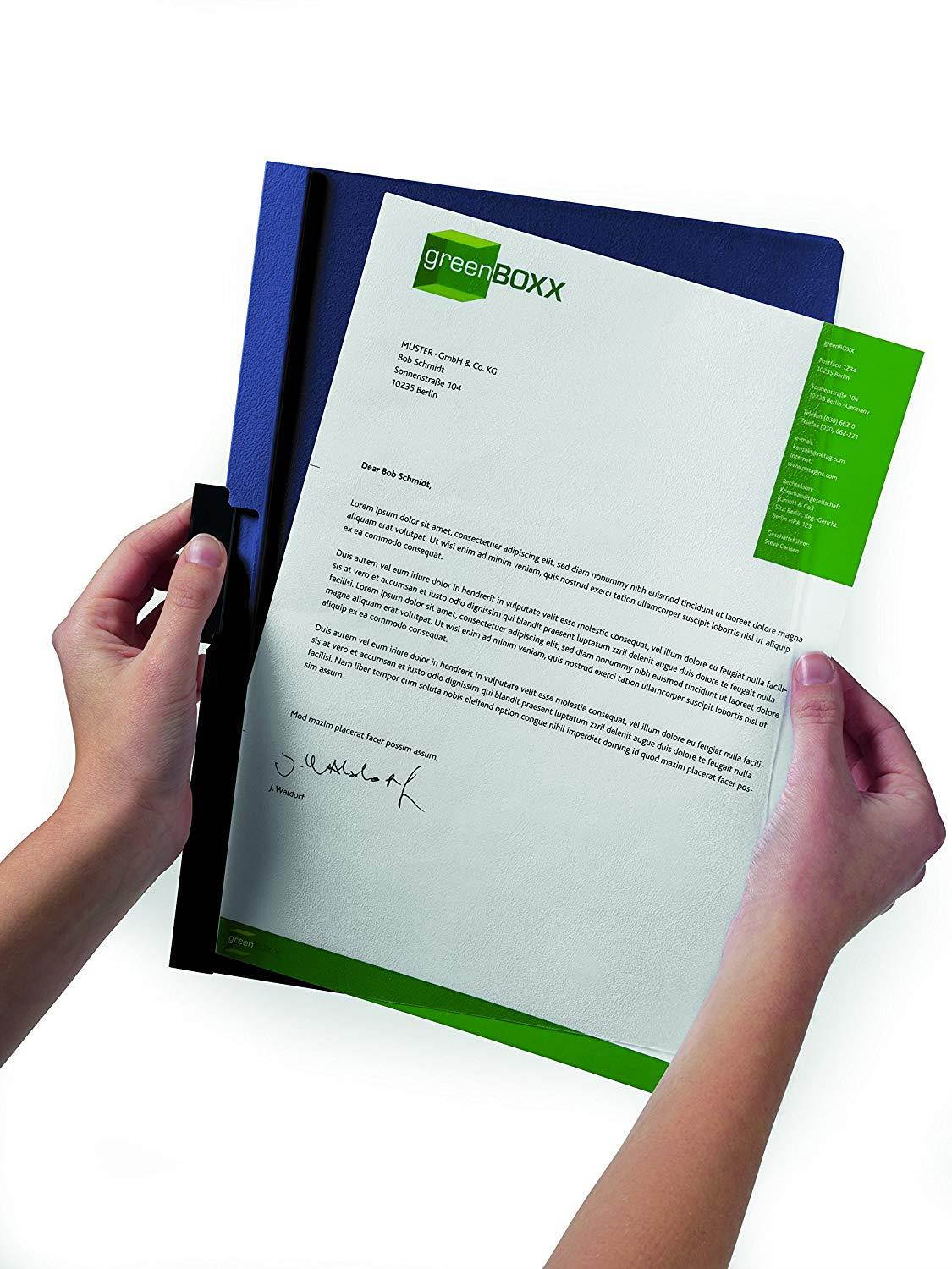 DURABLE Vinyl DURACLIP Report Cover, Letter, Holds up to 30 Pages, Clear/Navy Blue, 25 per Box (220328)