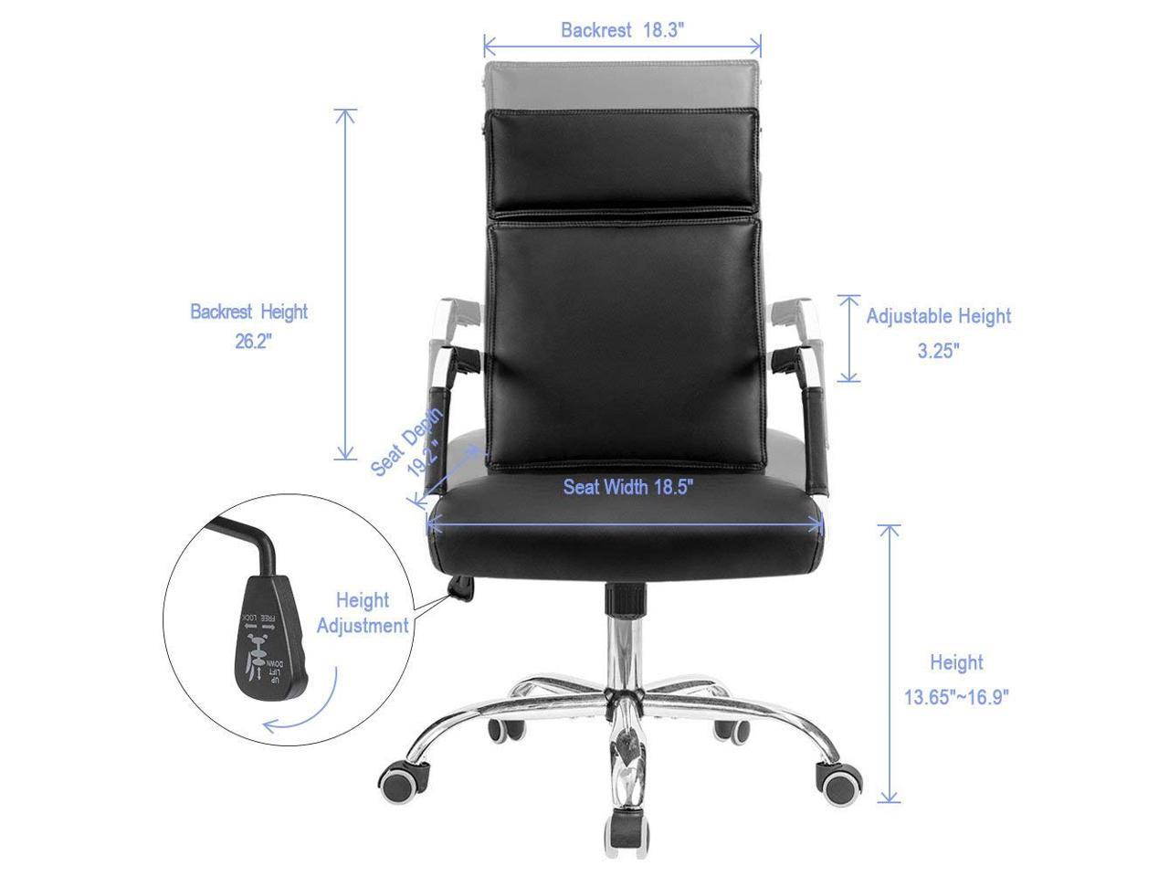 Homall Office Desk Chair Mid-Back Computer Chair Leather Executive Adjustable Swivel Task Chair Conference Chair with Armrests (White)
