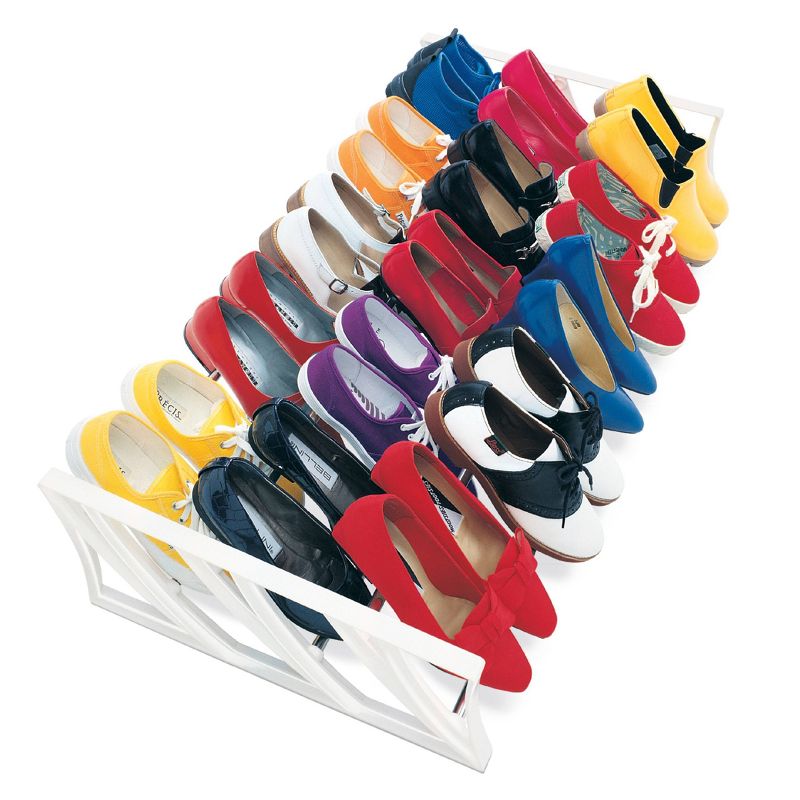 IRIS 2 Tier Slim Stackable Metal Shoe Rack Black