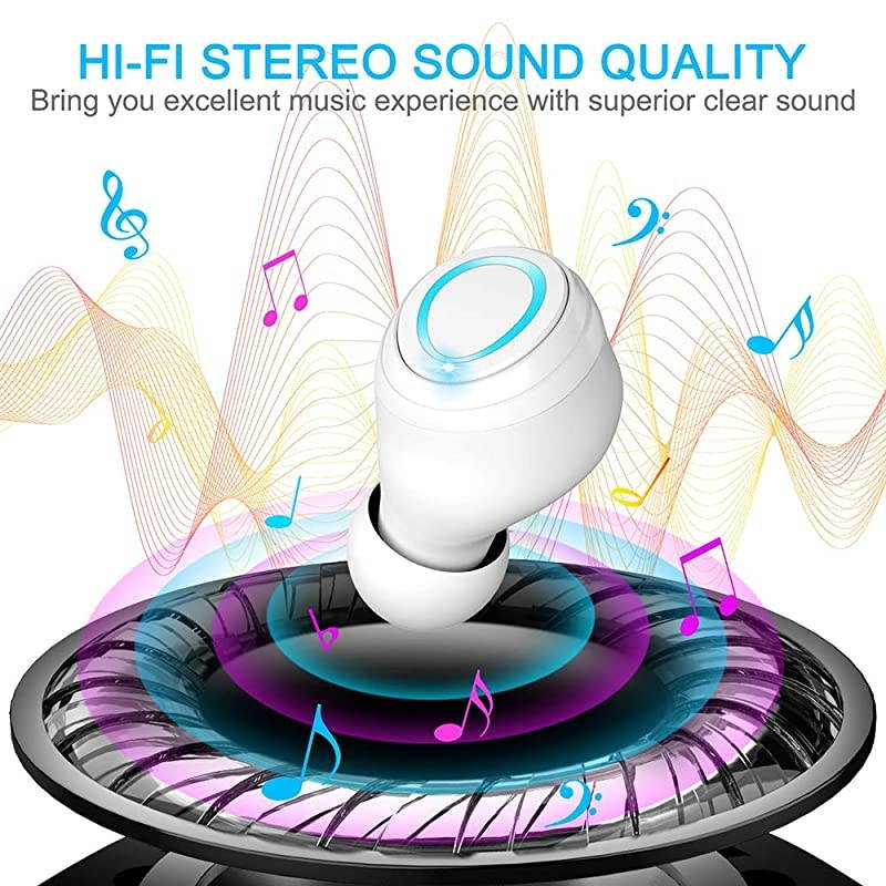 Earbuds, Bluetooth 5.0 Earbuds 126H Playtime, Bluetooth Headphones TWS Stereo Noise Cancelling Earphones in Ear with Mic, USB-C Charging, IP7 Waterproof Headset for Sports Rose Gold