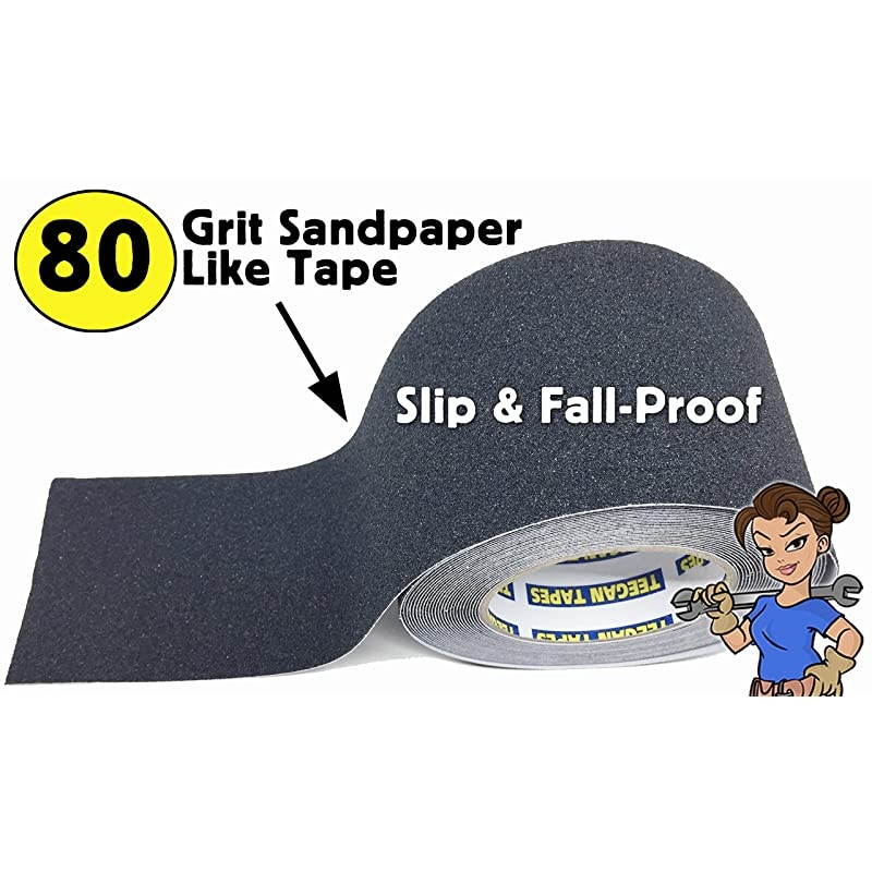 Slip Tape | Outdoor Waterproof | Heavy Duty Slip Traction Tape | Black 4 Inch x 30 Feet | by Teegan Tapes
