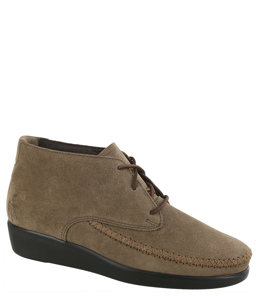 SAS Kich Suede Lace-Up Ankle Wedge Booties