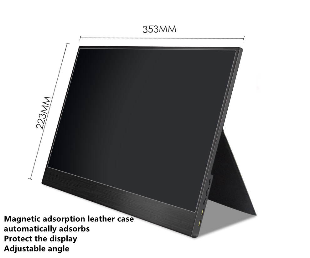 ALAMENGDA Portable Gaming Monitor 15.6" inch Full HD 1920 x 1080, Projected Capacitive 10-Point Touch, Mini HDMI, 2 x USB-C Touchscreen Monitor with Dual Speakers  for Laptop PC PS4 Xbox Phone