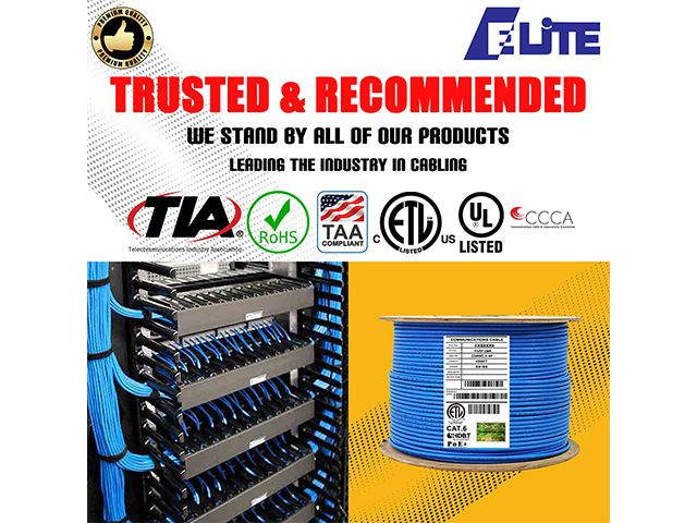 Elite Cat6 Shielded Riser (CMR), 1000ft, 550MHz, 23AWG, F/UTP, Solid Bare Copper, UL Certified, UL-LP Certification, Bulk Ethernet Cable Reel, Blue