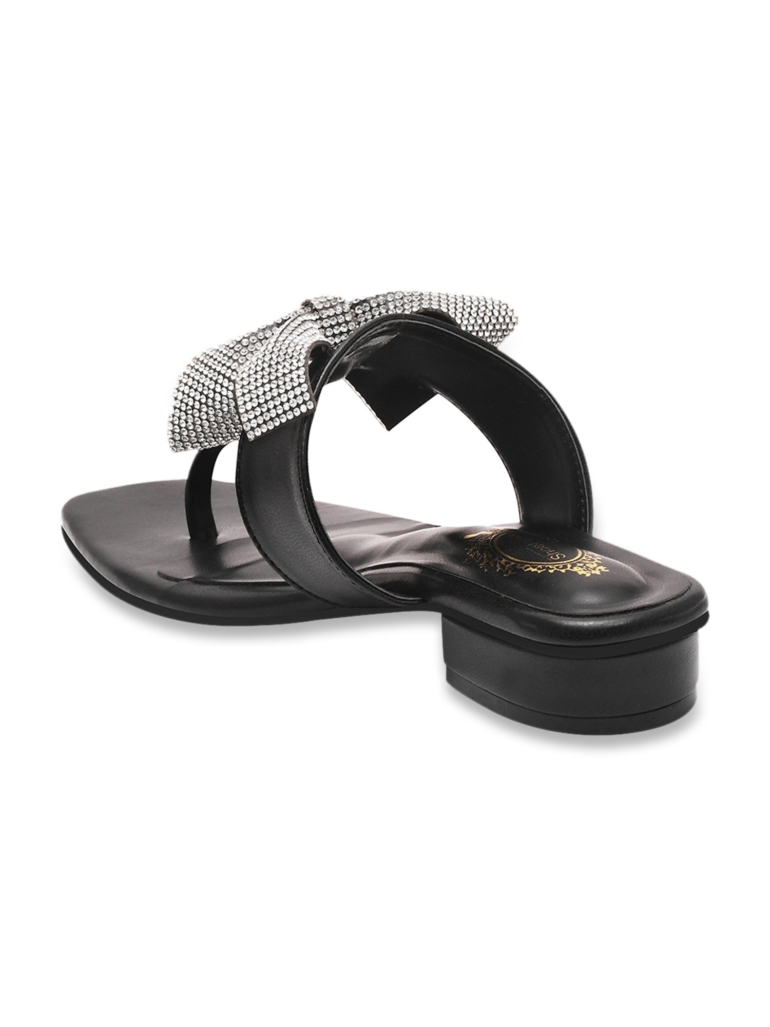 Shoetopia Women's Black T-Strap Sandals