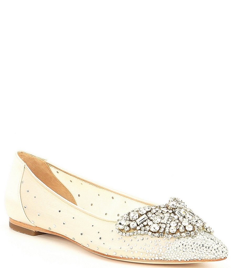 Badgley Mischka Quinn Satin Butterfly Toe Dress Flats