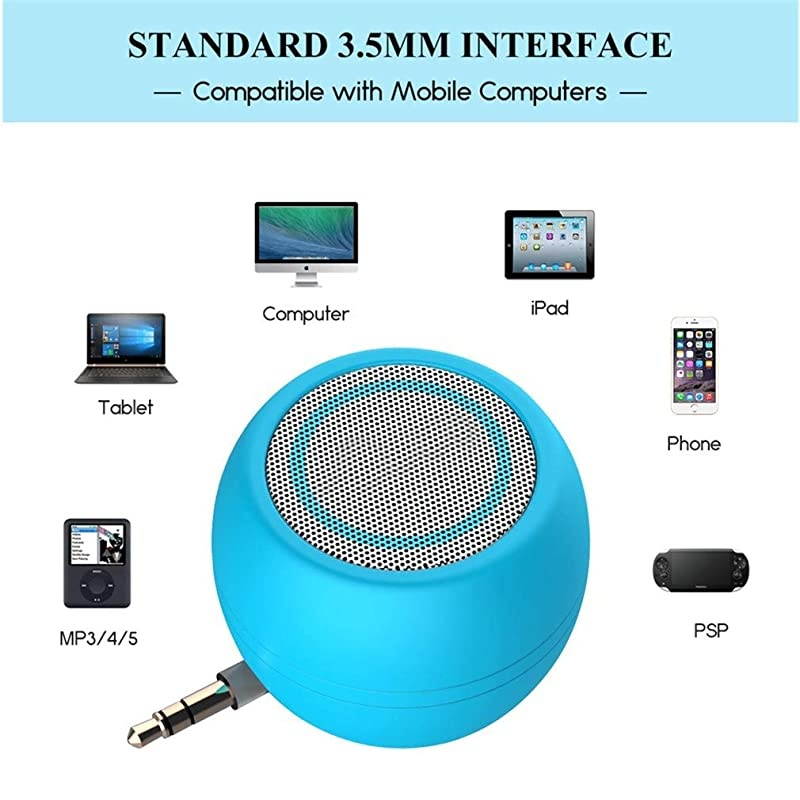 Mini Phone Speaker Portable Wireless Plug in Speaker with 3.5mm Aux Audio Jack Rechargeable Plug and Play Clear Bass Speaker Universal for Cell Phone iPad MP3 MP7 Tablet Computer (Sky Blue)