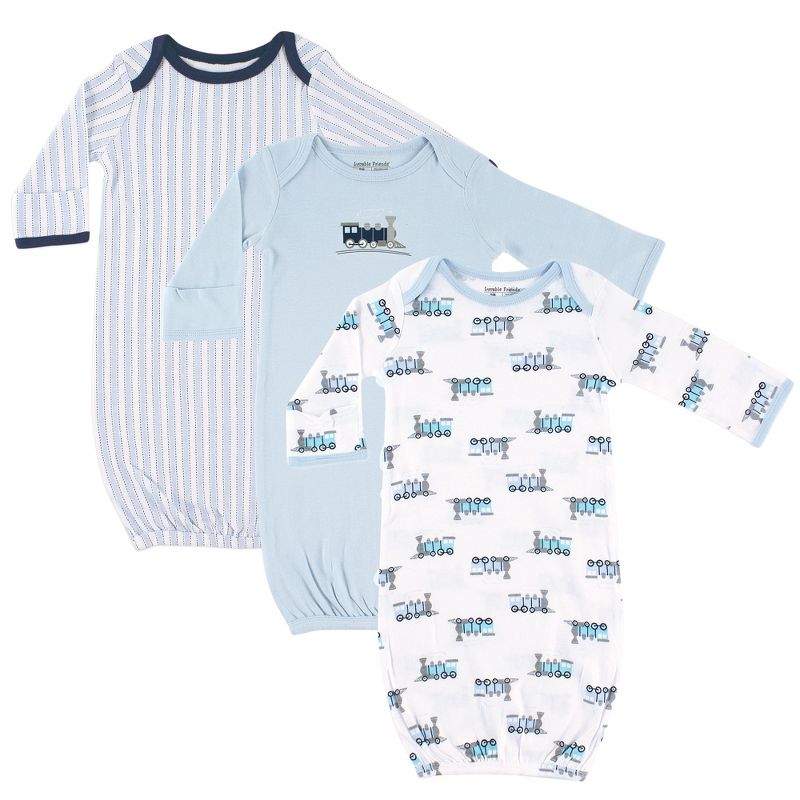 Luvable Friends Baby Boy Cotton Gowns, Train, 0-6 Months