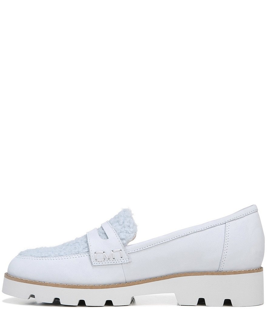 Vionic Cheryl Leather And Faux Curly Shearling Lugged Sole Penny Loafers