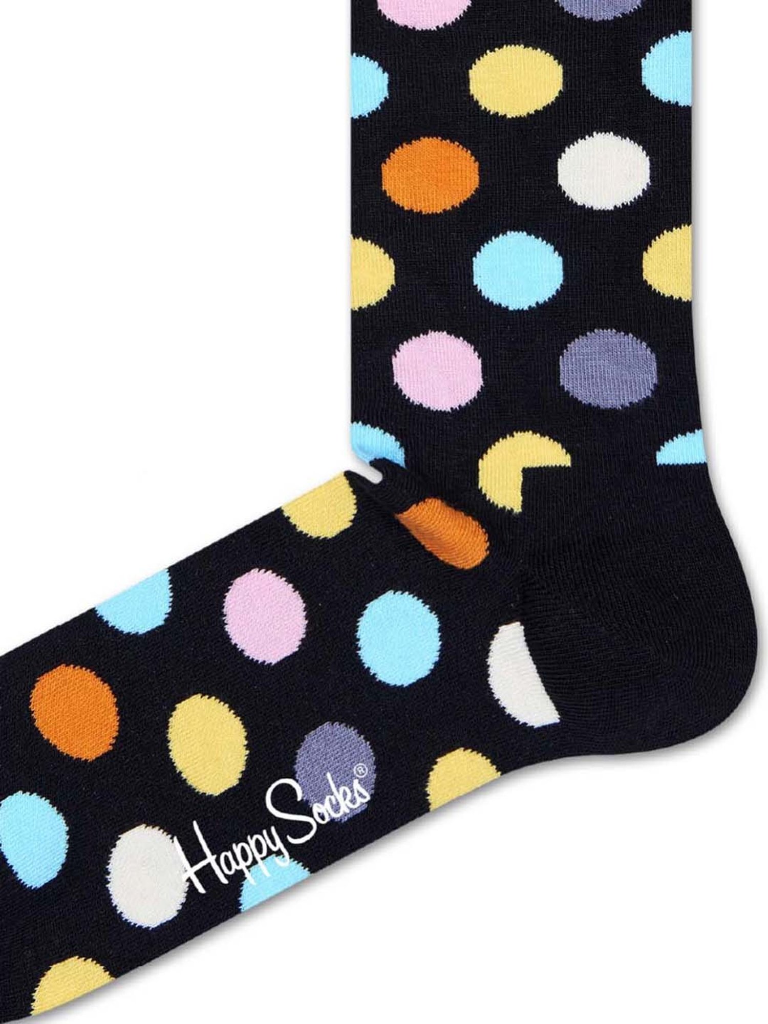 Happy Socks Big Dot Black Cotton Printed Socks (36-40)