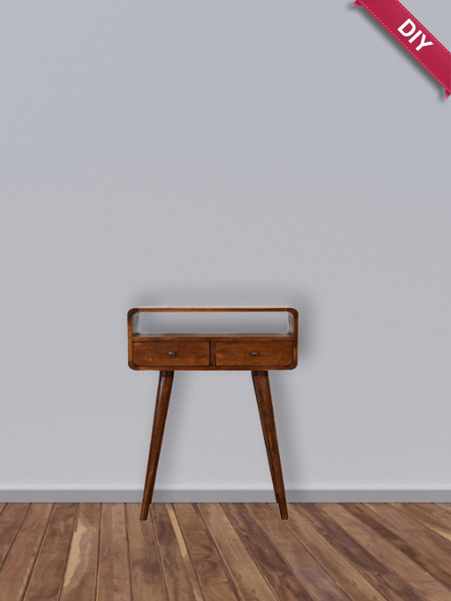 Artisan Furniture Mini Chestnut Brown Wood Curved Console Table