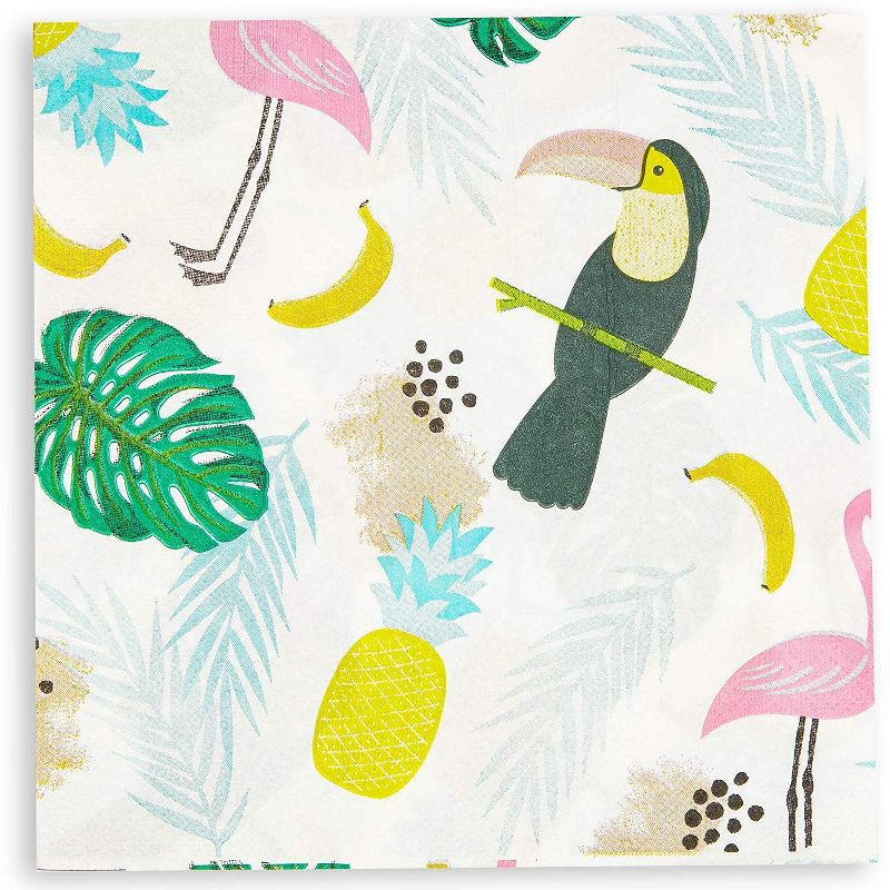 Sparkle and Bash 100 Pack Tropical Disposable Luncheon Paper Napkins 6.5" for Birthday Party Decorations