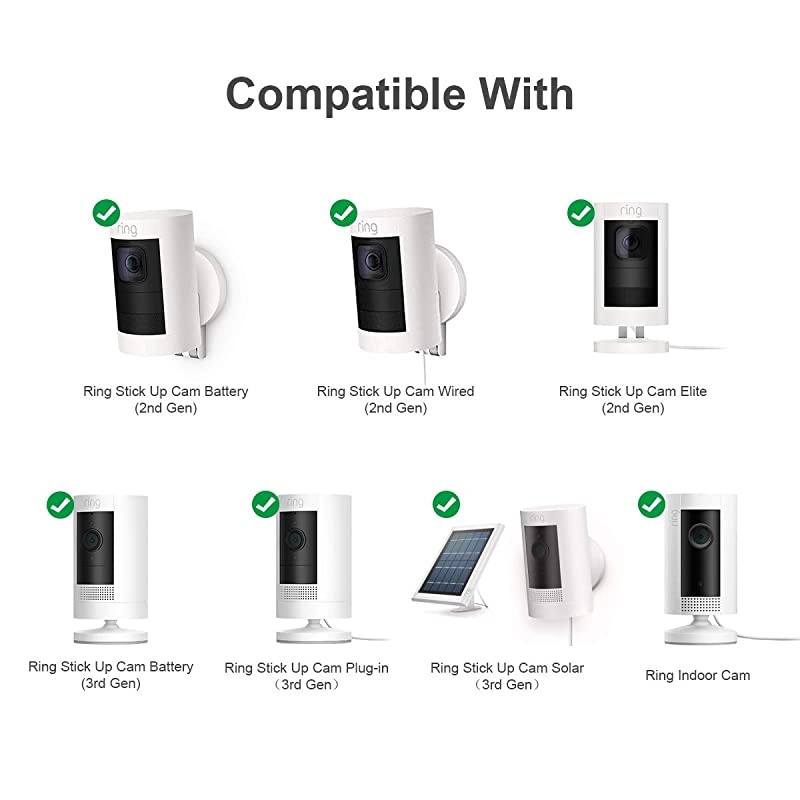 Wall Mount Compatible with Ring Stick Up Cam WiredBattery and Ring Indoor Cam HD Security Camera360 Degree Adjustable Mounting Bracket 2 Pack