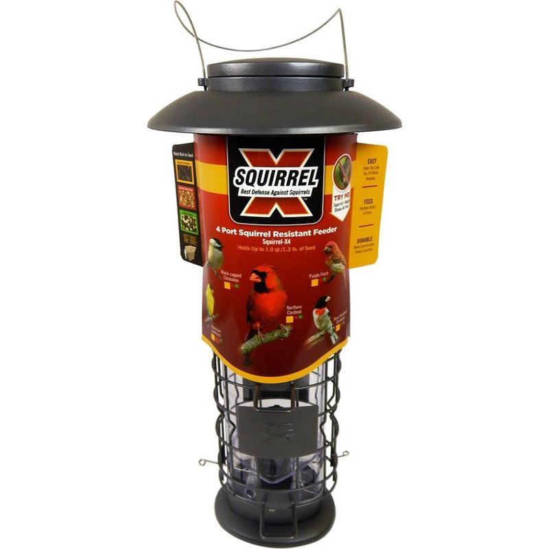 Droll Yankees Squirrel X4 Proof Bird Feeder - Gunmetal