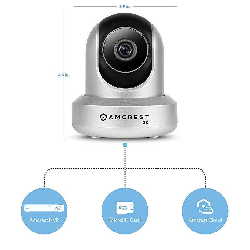 UltraHD 2K WiFi Camera 3MP 2304TVL Dualband 5ghz 24ghz Indoor PanTiltZoom Surveillance Wireless IP Camera Home Video Security System wIR Night Vision TwoWay Talk IP3M941 Silver