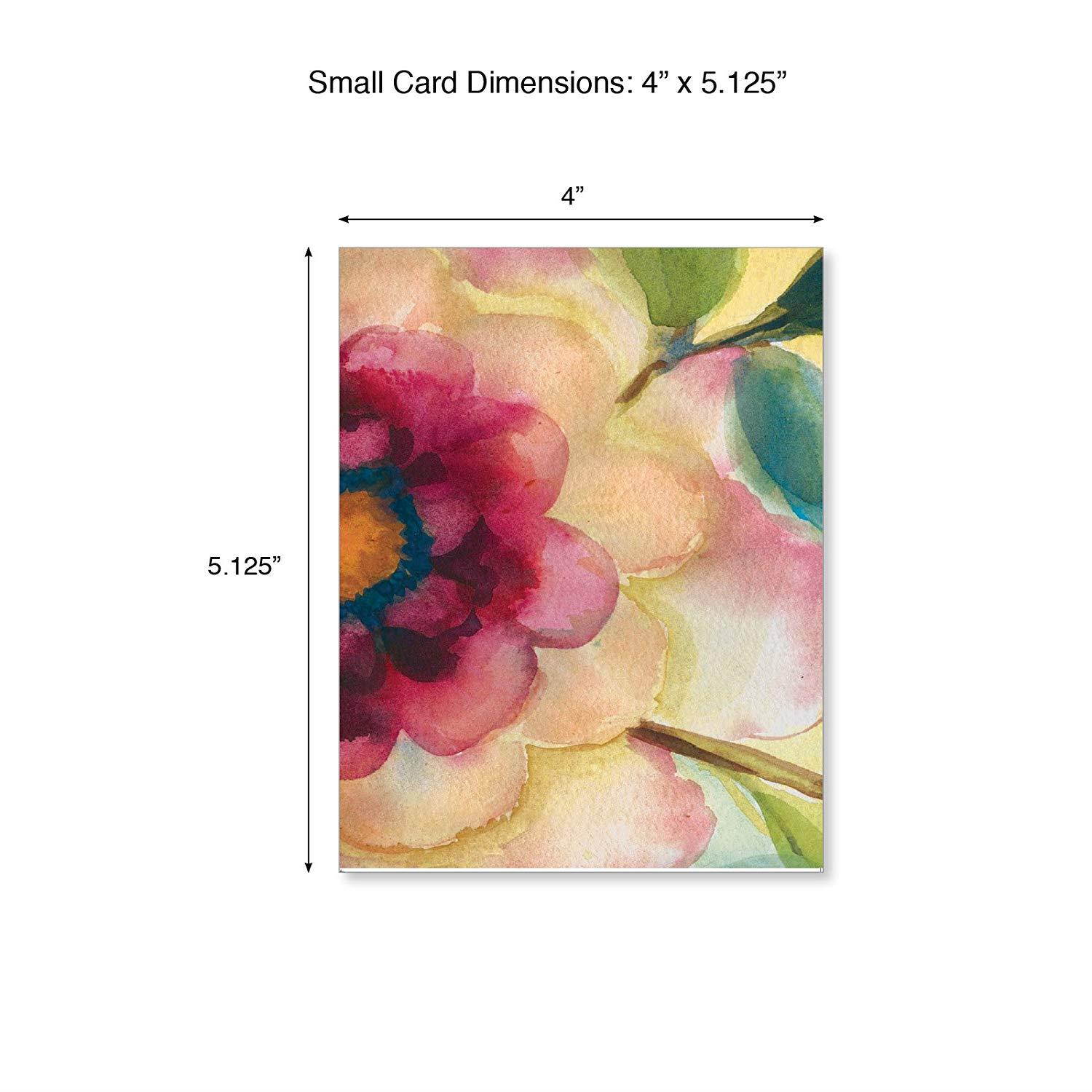 Watercolor Botanicals: 20 Assorted Blank All Occasions Notecards With Details of Floral-Themed Watercolor Paintings, with Envelopes. AM3314OCB-B2x10