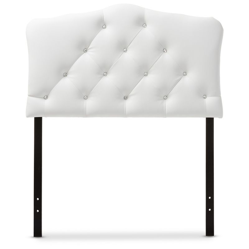 Myra Modern And Contemporary Faux Leather Upholstered Button - Tufted Scalloped Headboard - Twin - White - Baxton Studio