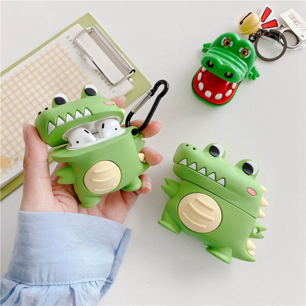 Cartoon Little Crocodile Headphone Case for AirPods 3 Generation, Cute and Funny Headset Case with Hook,Universal Shock Proof,Scratch Proof