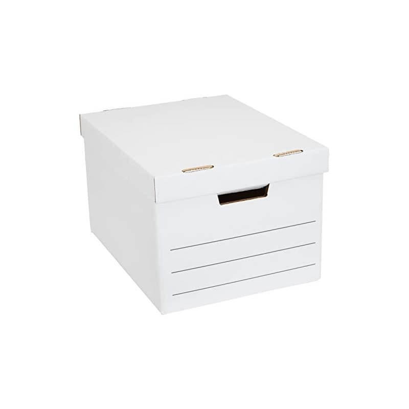 Basics Heavy Duty Storage Filing Box with Lift-Off Lid - Pack of 12, Letter / Legal Size