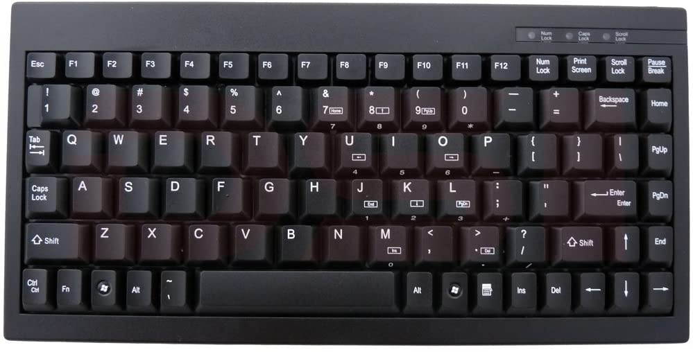 ACK595 88 Key Mini Keyboard - PS2 Interface, Black by Solidtek
