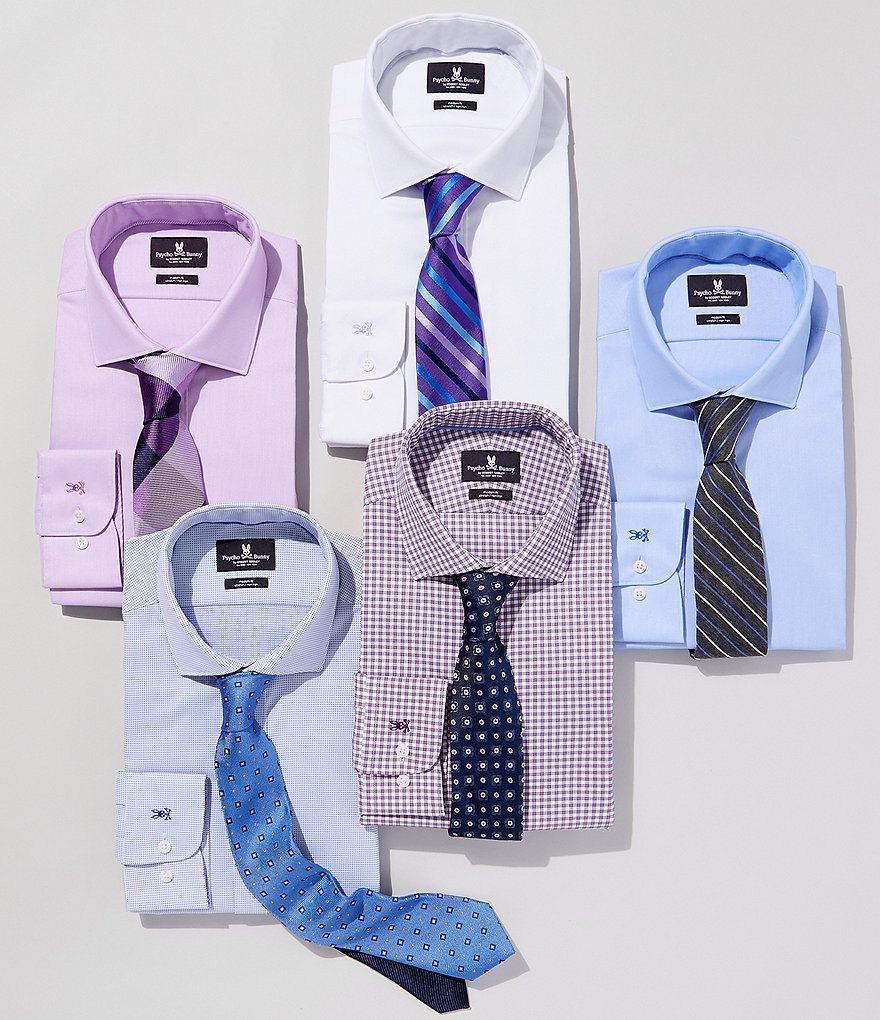 Psycho Bunny Non-Iron Modern Fit Spread-Collar Solid Dress Shirt