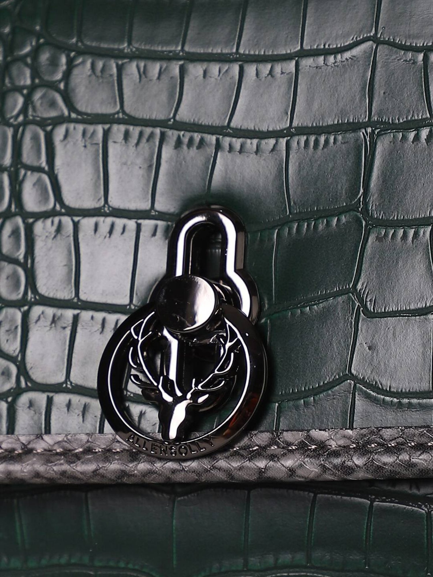 Allen Solly Green Textured Medium Shoulder Handbag