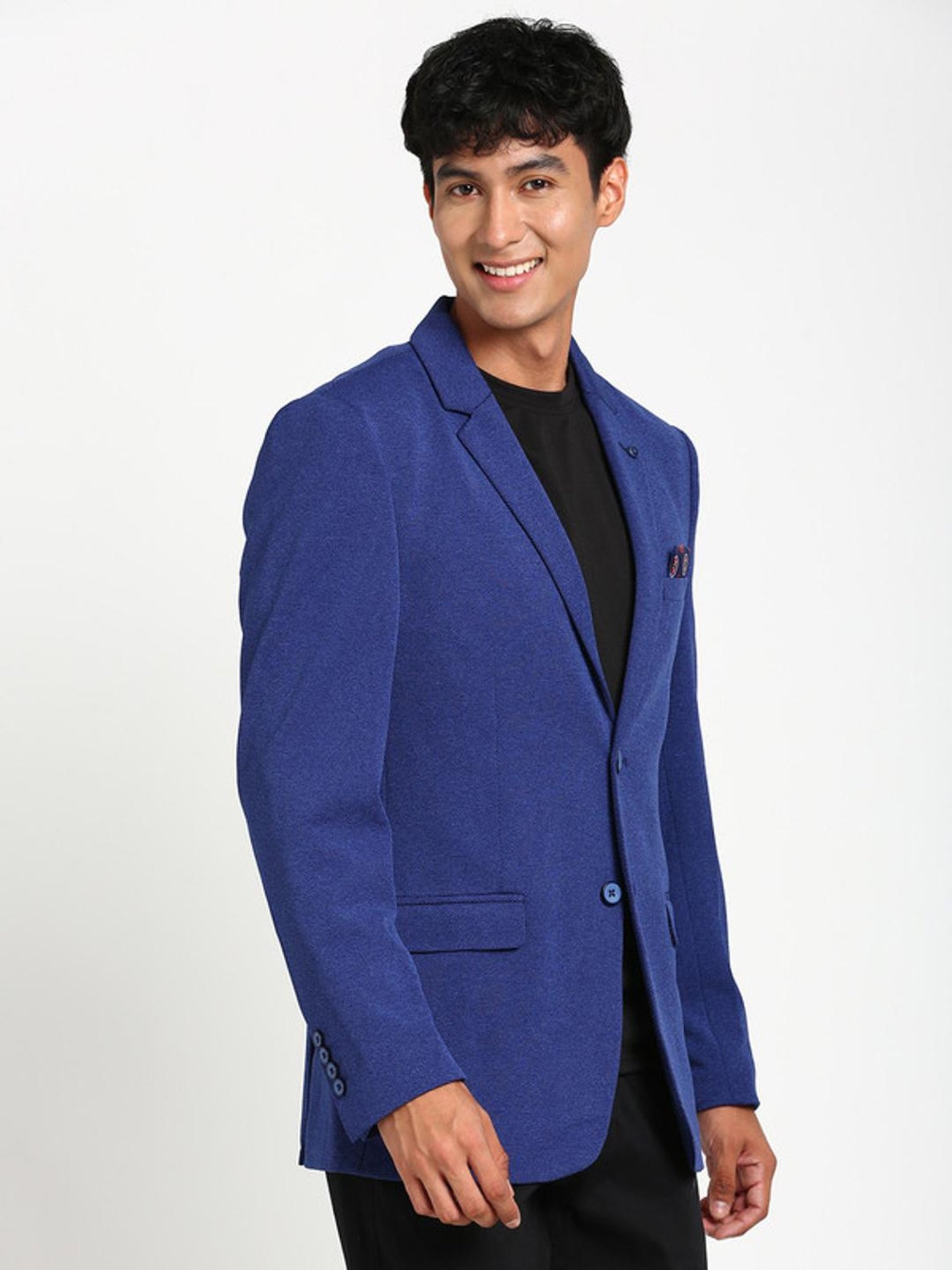 Turtle Mid Blue Slim Fit Blazer