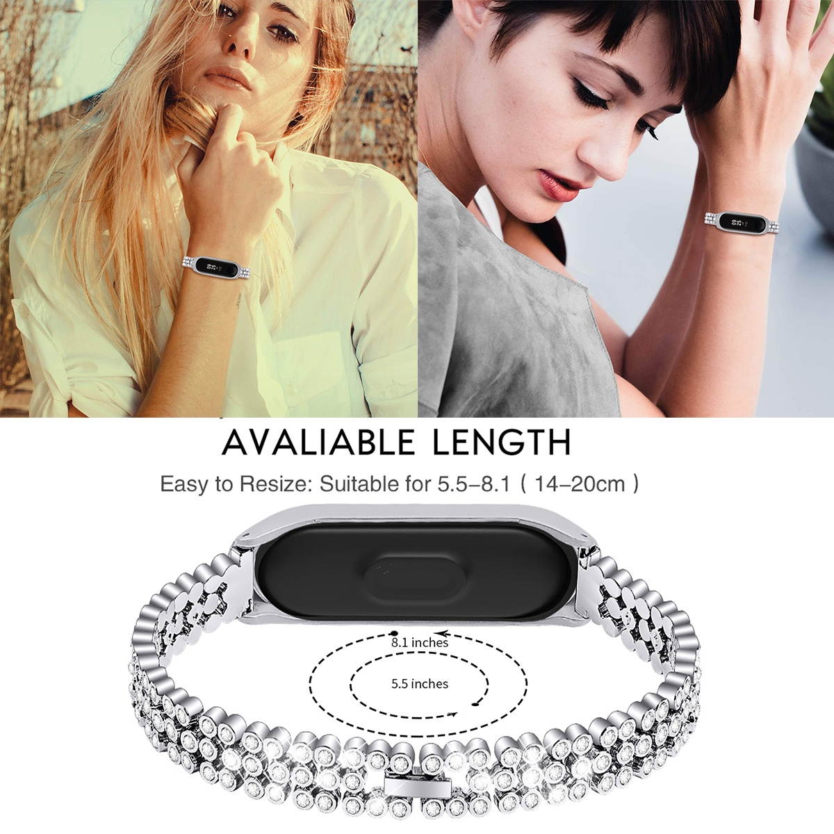 Stainless Steel Wristband Band Strap Fit For Xiaomi MI 4 bracelet / Xiaomi MI 3 - Black