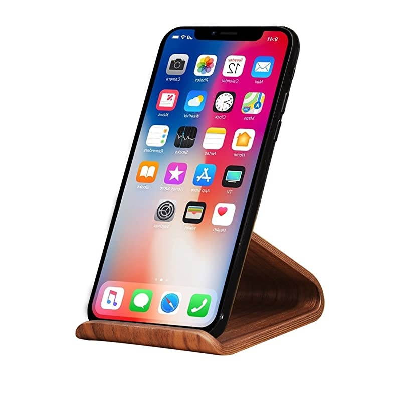 Wood Cell Phone Stand for iPhone 5 6 7 8 X Plus, LG, Huawei, XiaoMi, Samsung Galaxy S5 S7 S6 (Oak Wood Black)