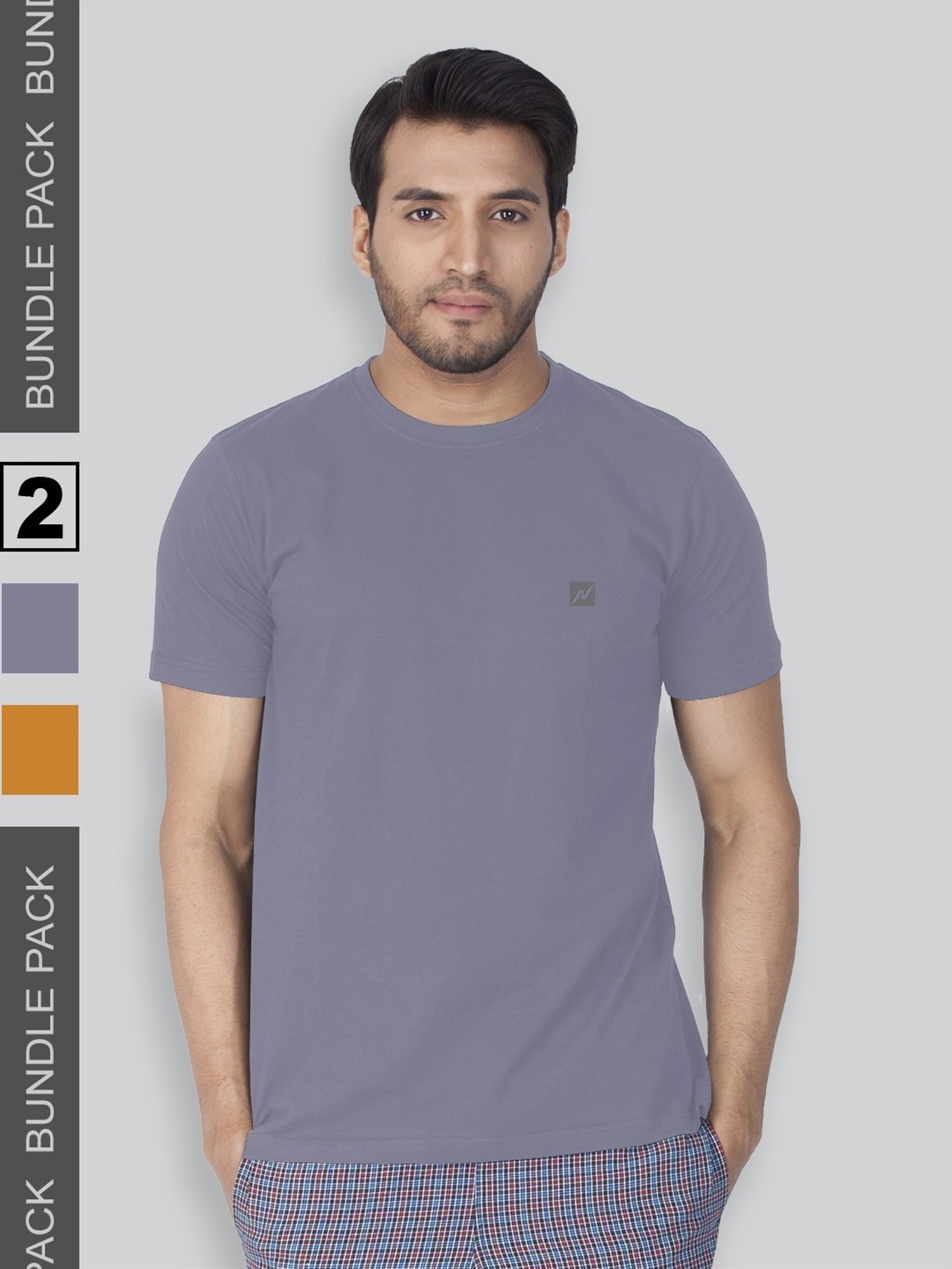 Lux Nitro Purple & Orange Regular Fit T-Shirt Pack of - 2