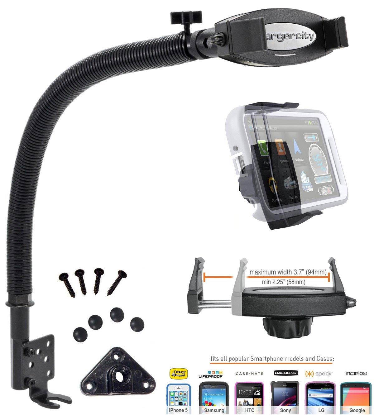 ChargerCity 18" Heavy Duty Aluminum Metal Seat Rail AMPS Bolt Drill Floor Truck Car Mount for Apple iPhone XR XS MAX X 8 7 Plus Samsung Galaxy S9 Note LG V30 (Compatible for Industrial Fleet Use)