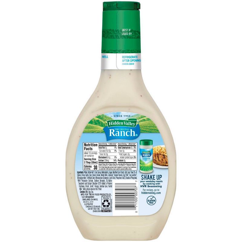 Hidden Valley Original Ranch Fat Free Salad Dressing & Topping - Gluten Free - 16fl oz
