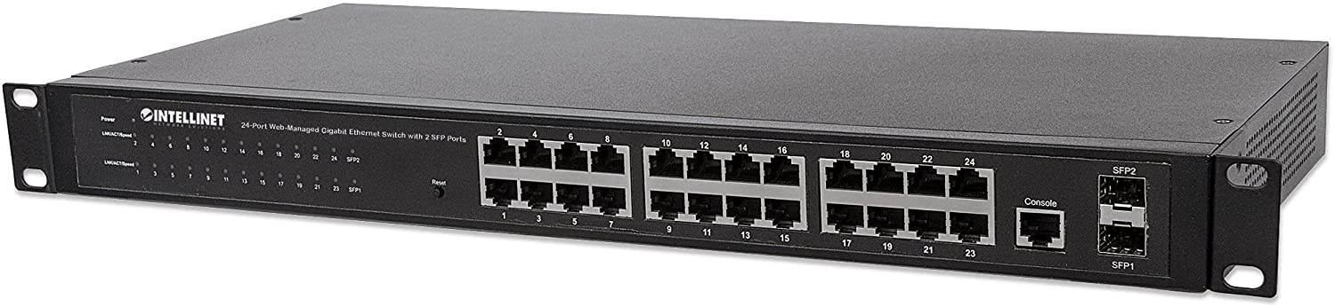 Intellinet 24-Port Web-Managed Gigabit Ethernet Switch with 2 Sfp Ports - 24 Ports - Manageable - 2 X Expansion Slots - 1000base-t, 1000base-x - 24, 2 X Network, Expansion Slot - Twisted
