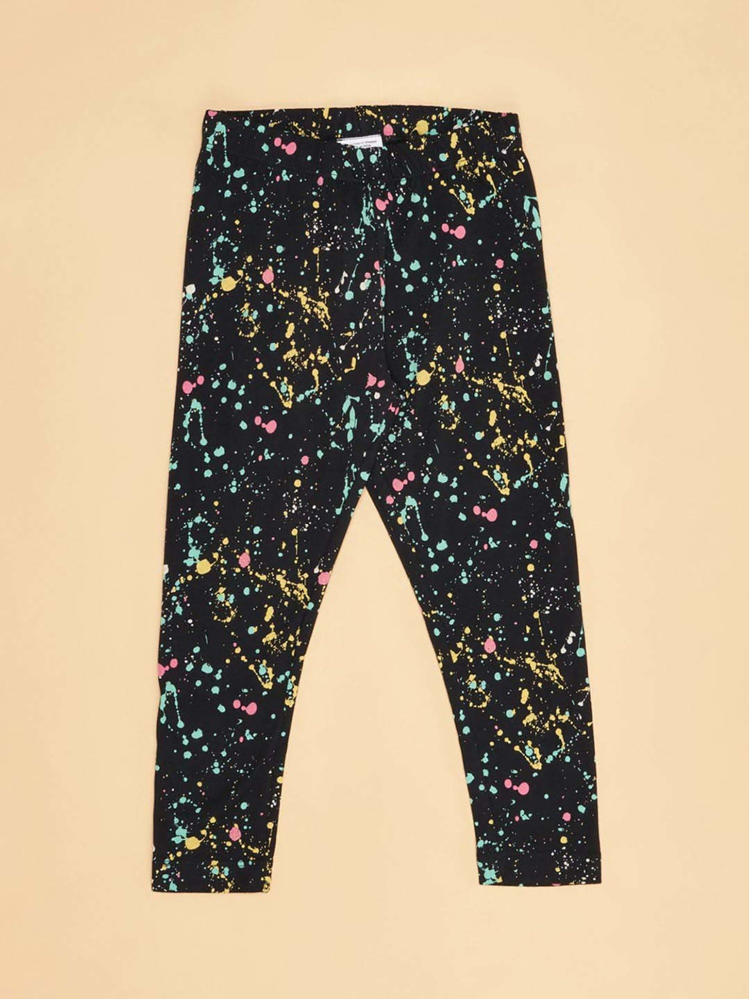 Pantaloons Junior Girls Forest Black Cotton Printed Leggings