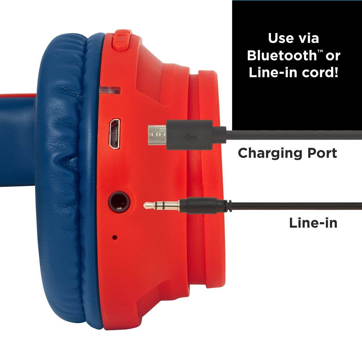 Spiderman Bluetooth Headphones for Kids Wireless Rechargeable Kid Friendly Sound (Spiderman)