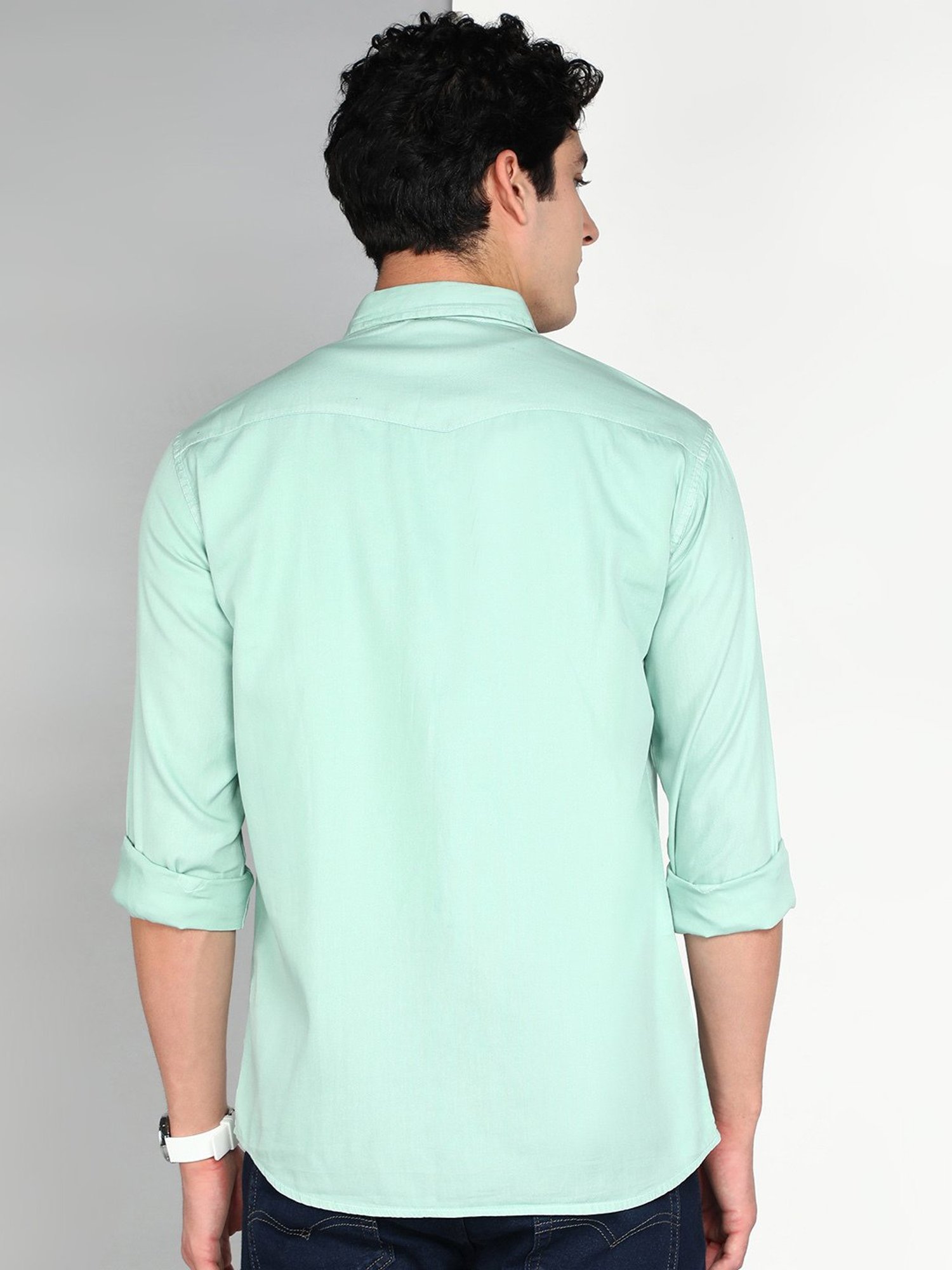 Kuons Avenue Mint Green Slim Fit Shirt