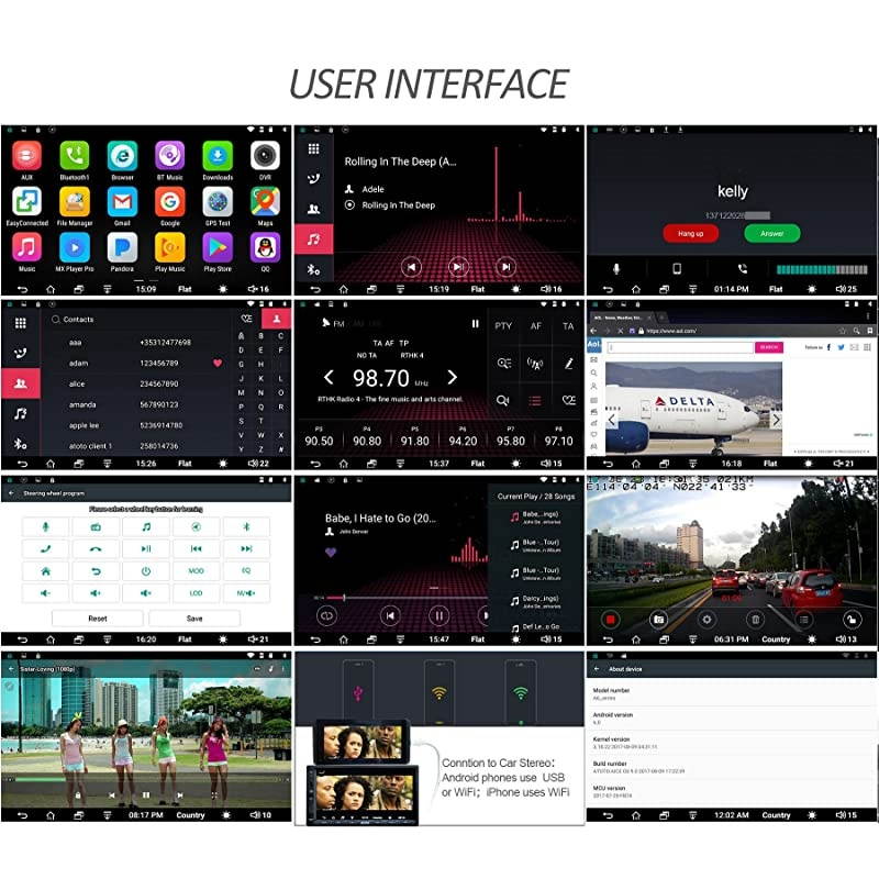 A6 Double Din Android Car Navigation Stereo with Dual Bluetooth - Standard A6Y2710SB 1G/16G Car Entertainment Multimedia Radio,WiFi/BT Tethering Internet,Support 256G SD &More