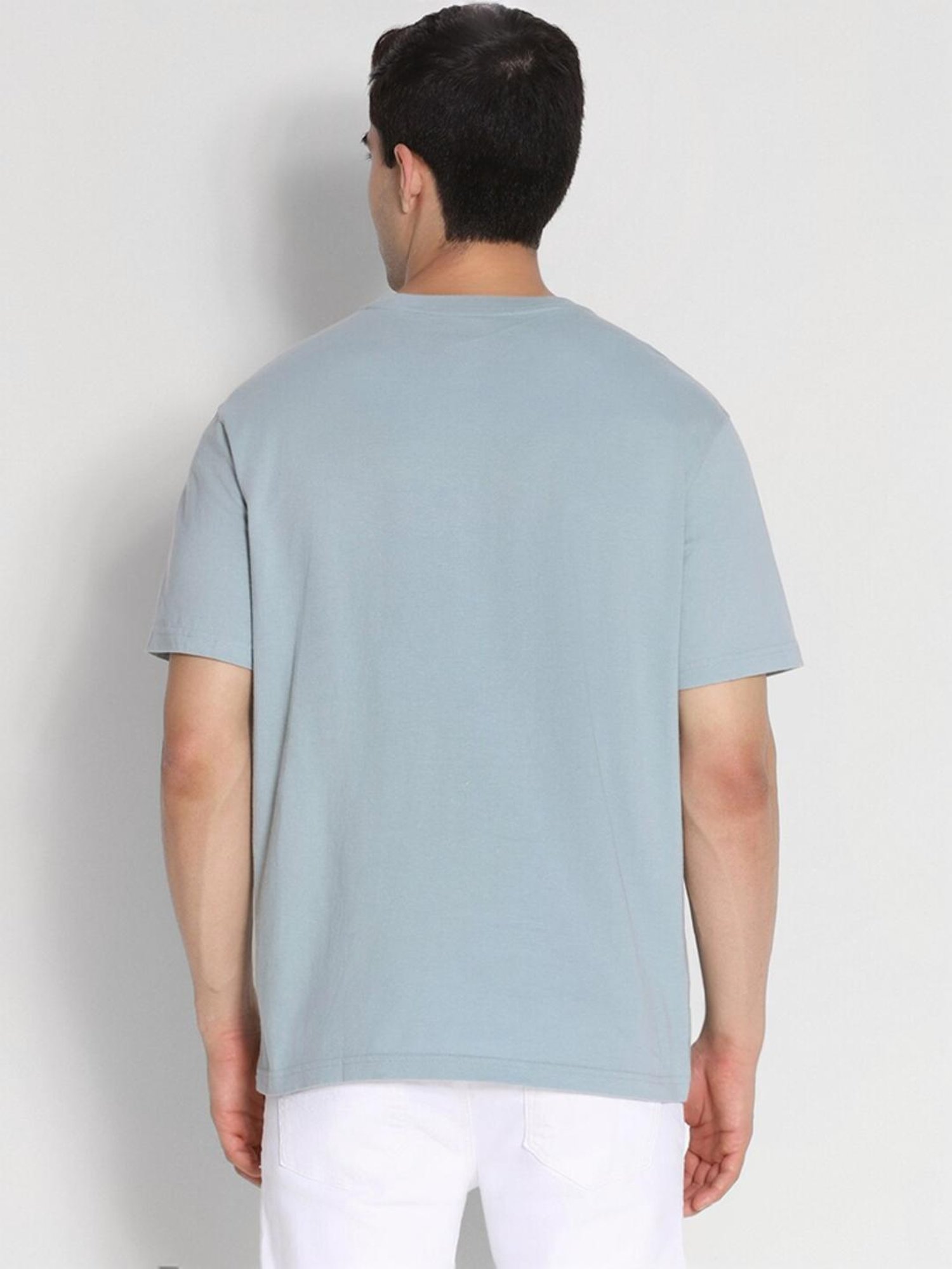 American Eagle Blue Cotton Regular Fit Logo Printed T-Shirt