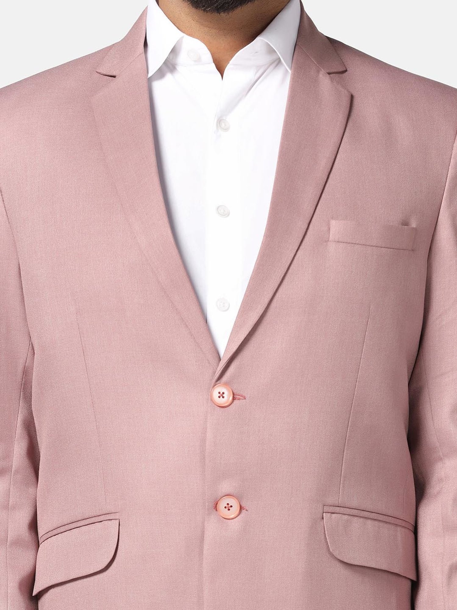 TAHVO Pink Slim Fit Notch Lapel Blazer