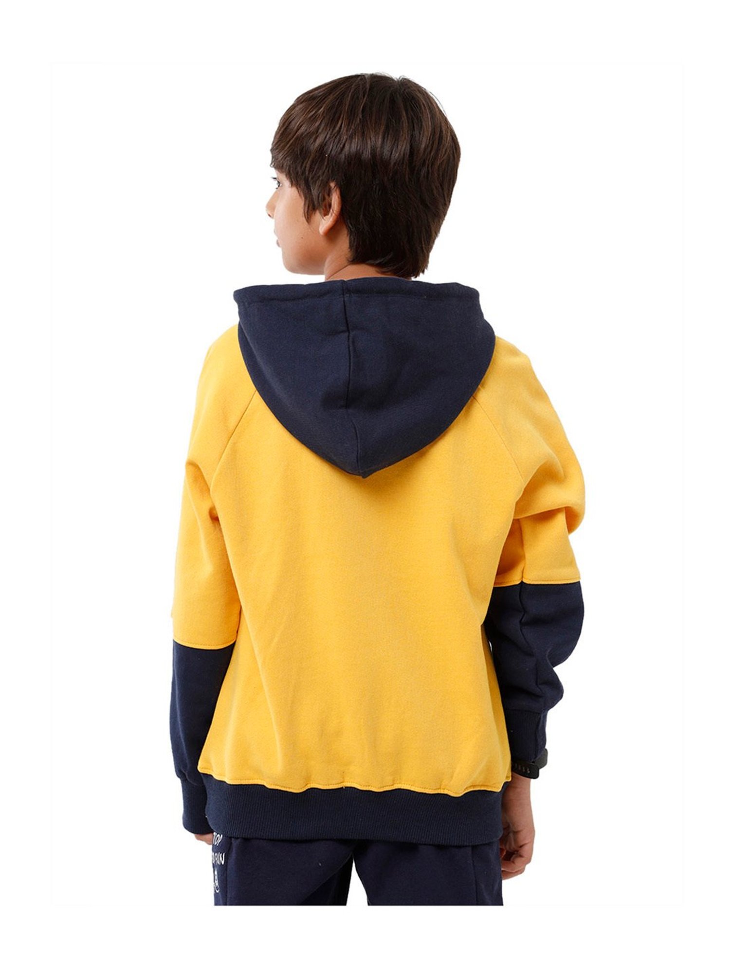 Under Fourteen Only Kids Yellow & Navy Printed Full Sleeves Sweatshirt