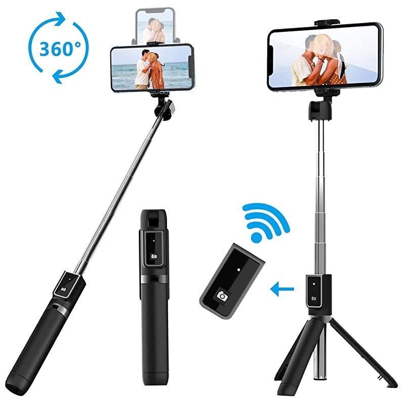 Stick Tripod Extendable Stick with Detachable Wireless Remote and Tripod Stand Stick for iPhone 1111 proX876s6Samsung Galaxy S10S9S8S7Note 98Huawei and More Black