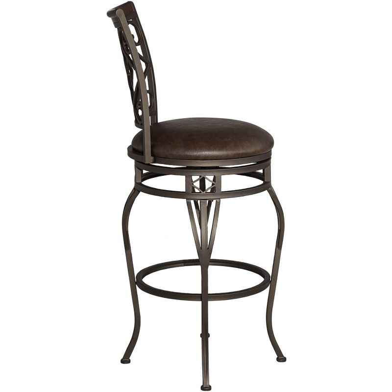 Kensington Hill Hartley 30" Wood and Bronze Metal Swivel Bar Stools Set of 2