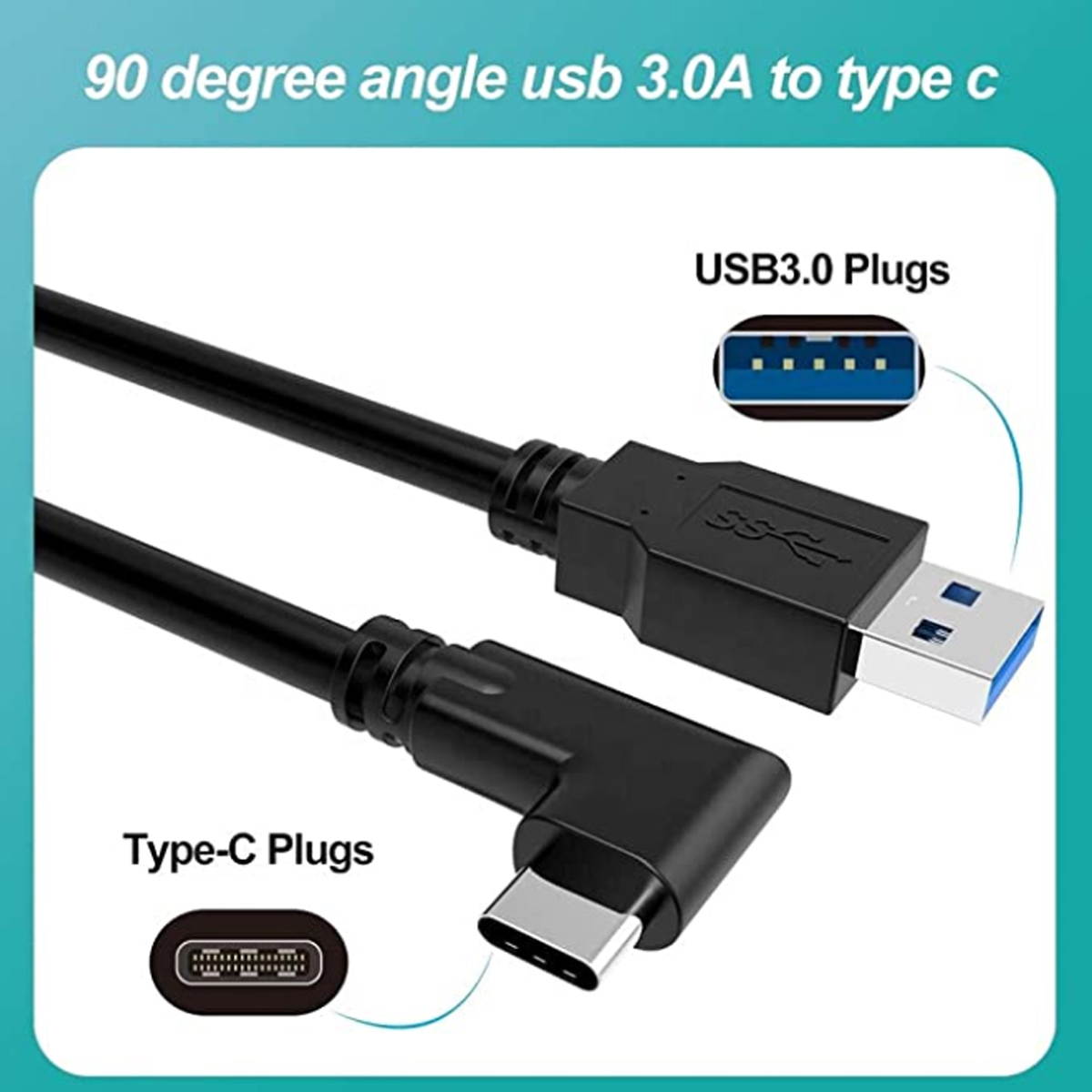 Link Cable for Oculus Quest 2/Quest 16ft (5M) Cable for PC Gaming and Charging | High Speed Data Transfer & Fast Charger Cord Angled Type C USB3.2 Gen1 to USB Type A Power Cable (16ft/5m), VR12