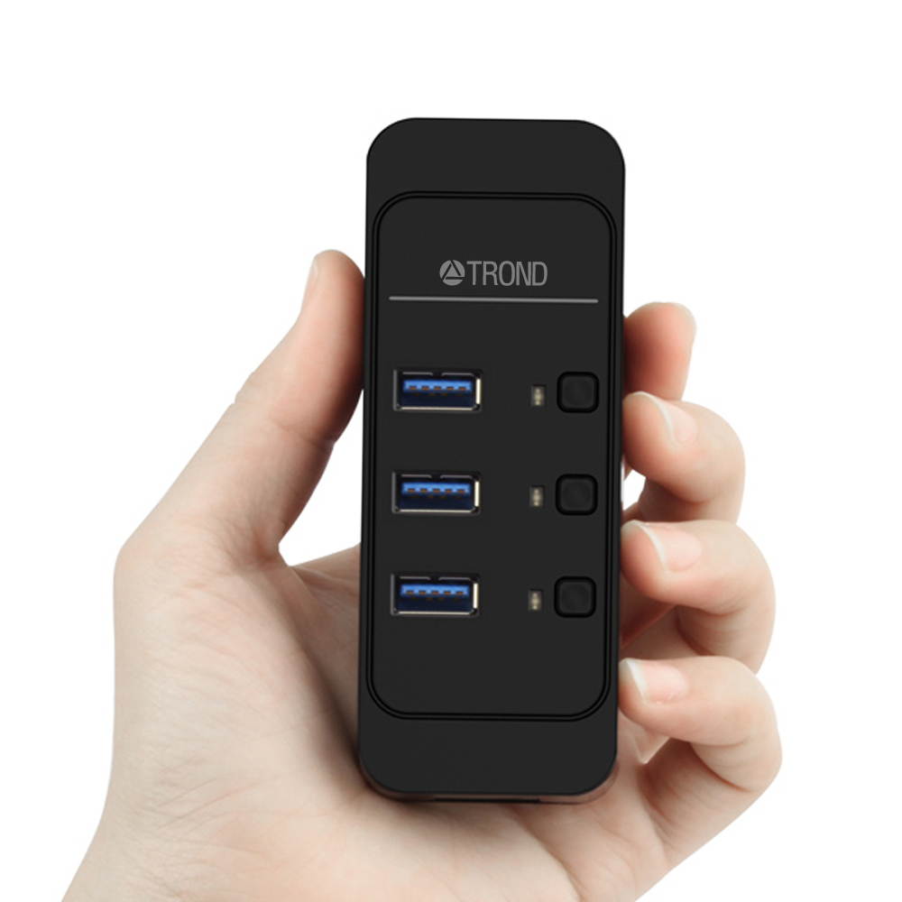 TROND D4 4-Port USB 3.0 Hub with Individual Power Switches, LED Indicators and 3.9 ft Detachable USB Cable